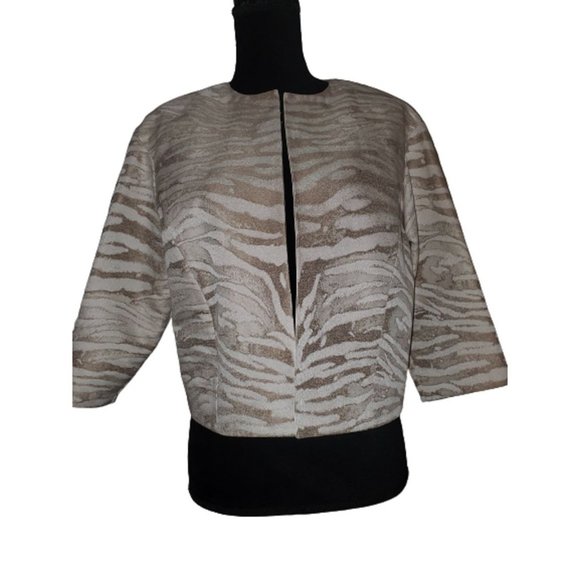 WEDDING EVENING COCKTAIL ANIMAL PRINT ZEBRA RUNWAY COUTURE JACKET COAT CARDIGAN
